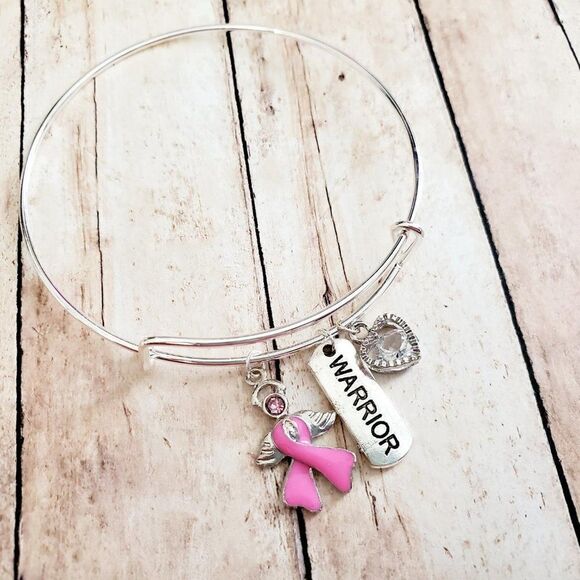 Breast Cancer Awareness Bracelet, Pink Ribbon, Motivational Gift - Picture 11 of 11